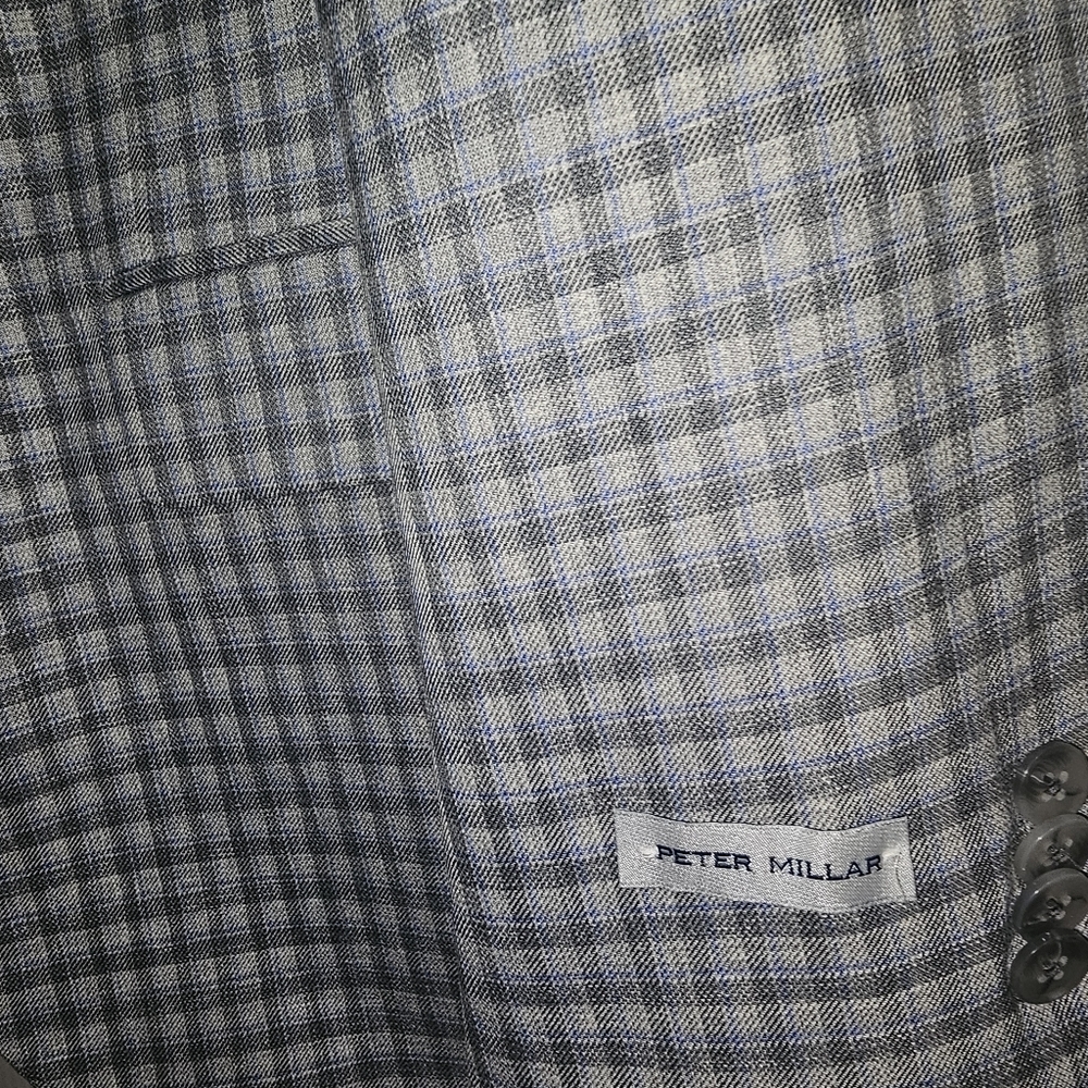 Peter Millar blue/Grey Plaid blazer, size 40S - Picture 3 of 8